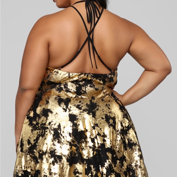Take Me Higher Black and Gold Fashion Nova Gown - Picture 4 of 10